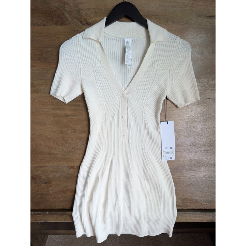 NWT Alo Yoga Supernatural Sweater Dress Womens 2XS Ivory Soft Knit Lightweight